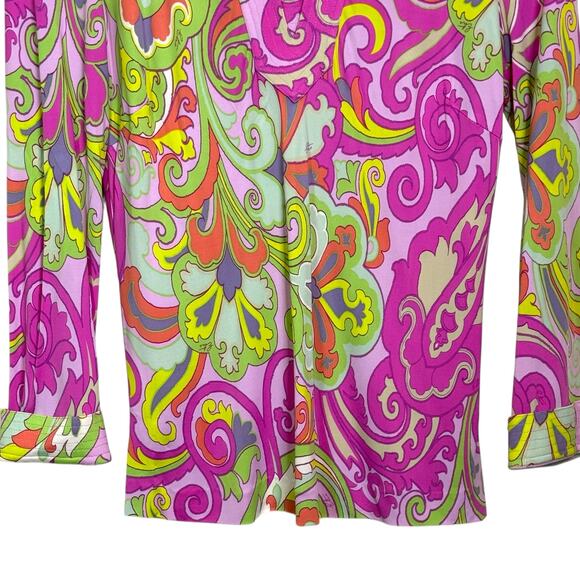 ETRO Milano Made in Italy Size 44 Pink Paisley Print Pullover Split Neck Blouse - Picture 3 of 7